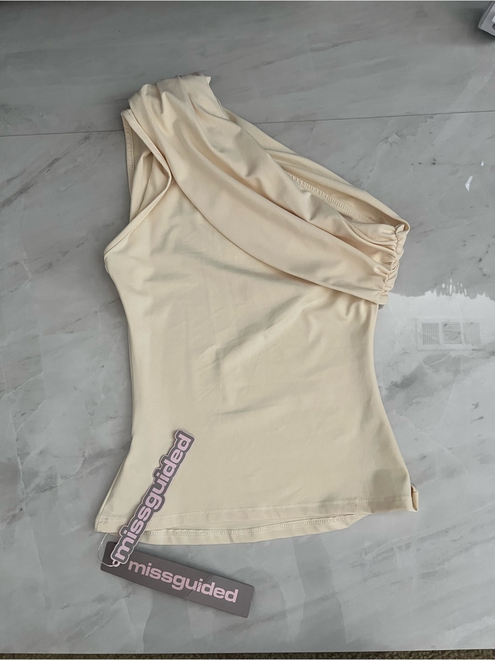 Missguided cream one shoulder top